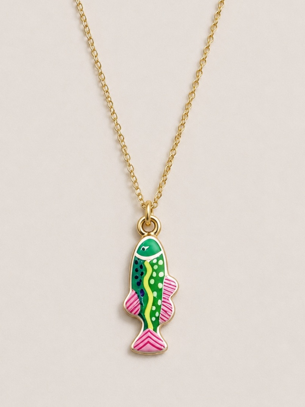New! Coastal Green Petite Fish Gold Necklace NWOT 5072